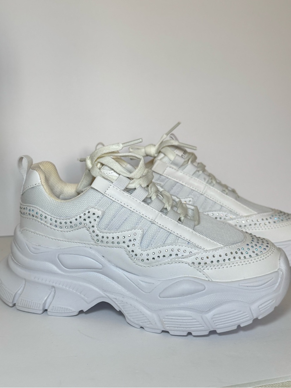 Forever 21 White Chunky Rhinestone Sneakers